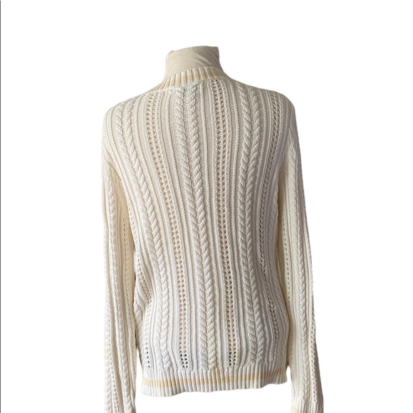 Lauren Ralph Lauren v-neck cable knit L/S cream, peach large, 100% cotton - Picture 3 of 9